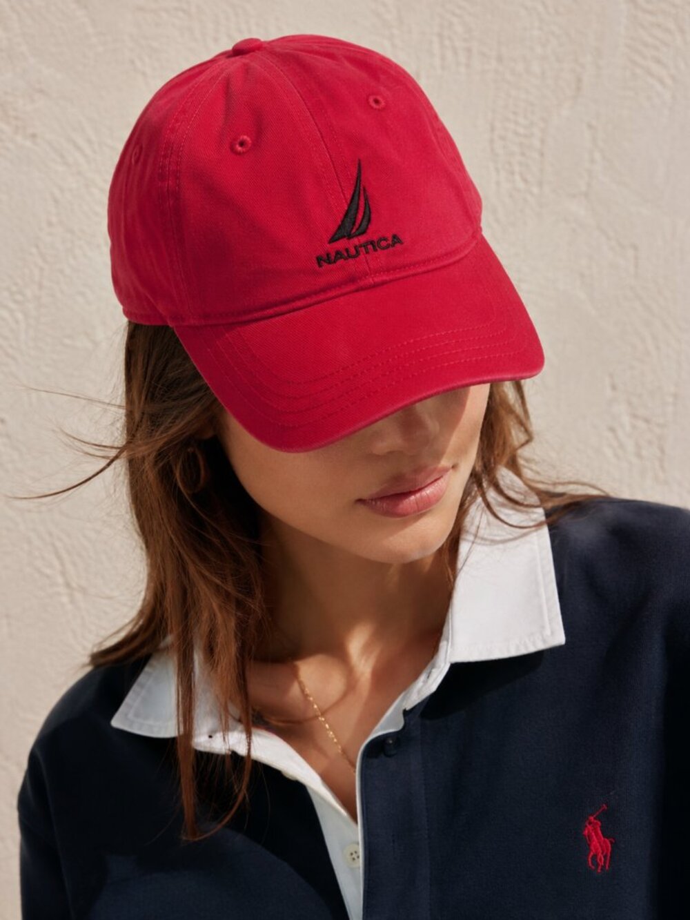 Nautica NS83 Red Cotton Cap Sailing Y2K Preppy Adjustable